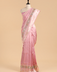 Light Pink Brocade Saree In Silk