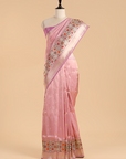 Light Pink Brocade Saree In Silk