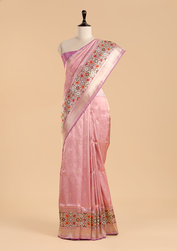 Light Pink Brocade Saree In Silk