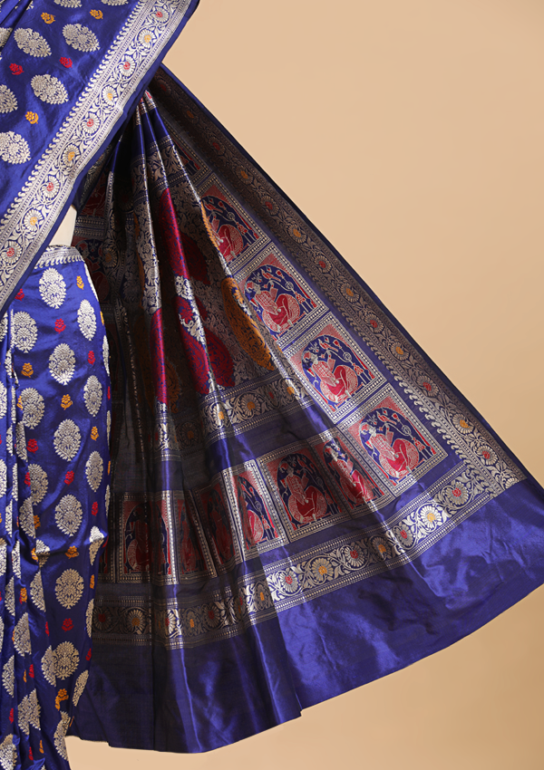 Royal Blue Butta Saree in Silk