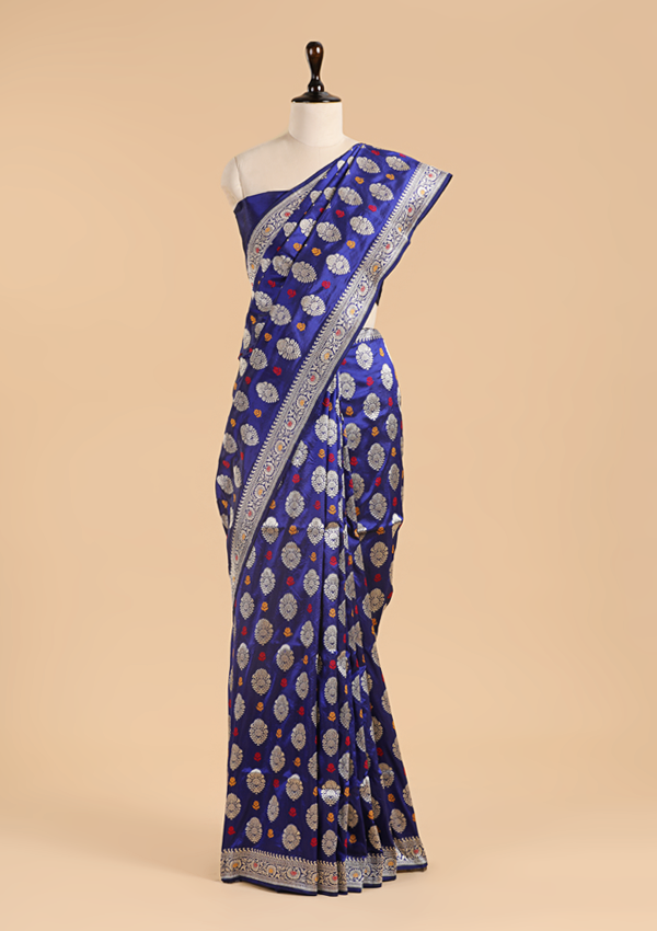 Royal Blue Butta Saree in Silk