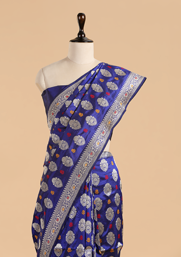 Royal Blue Butta Saree in Silk