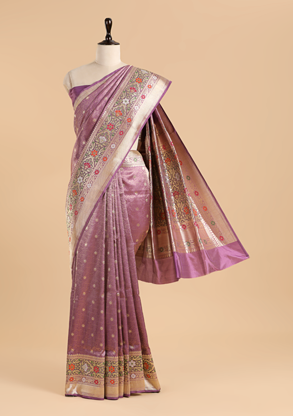 Mauve Brocade Saree In Silk