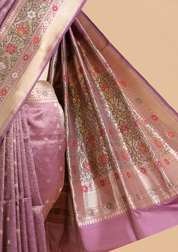 Mauve Brocade Saree In Silk