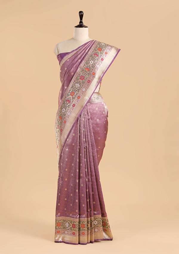 Mauve Brocade Saree In Silk