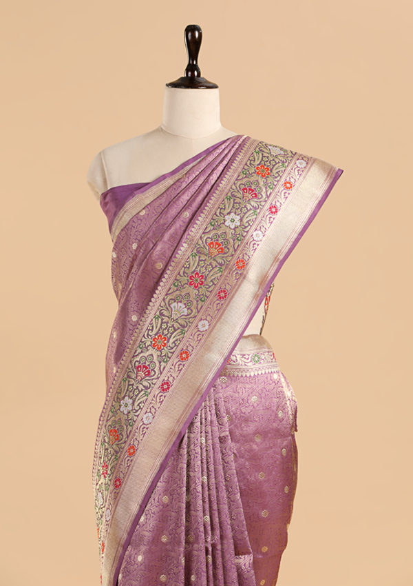 Mauve Brocade Saree In Silk