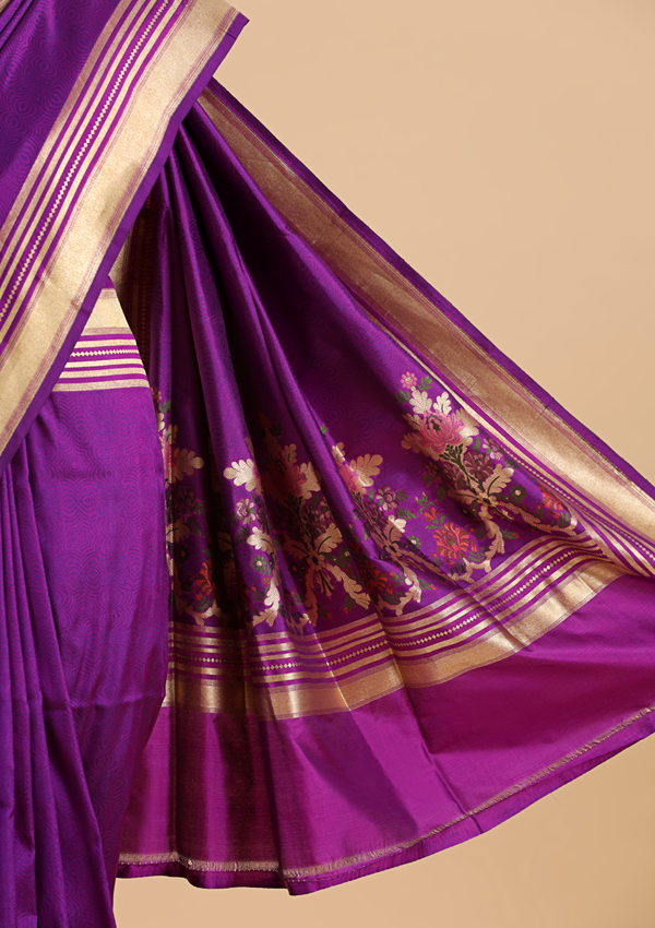 Purple Plain Saree in Silk