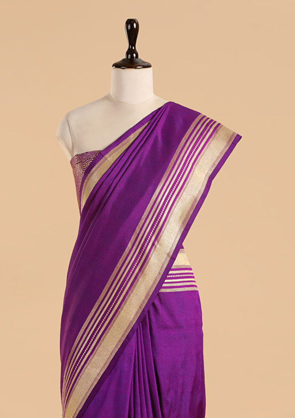 Purple Plain Saree in Silk