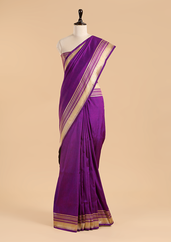 Purple Plain Saree in Silk