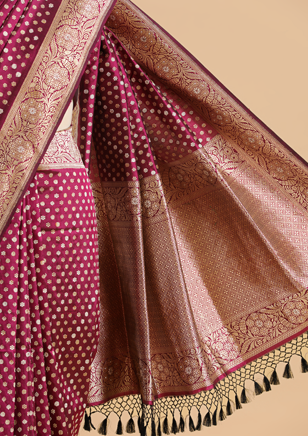 Wine Butti Saree in Silk