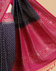 Navy Blue Jaal Saree in Silk