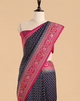 Navy Blue Jaal Saree in Silk