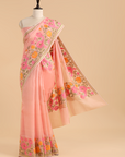 Light Pink Butti Saree in Kora Silk