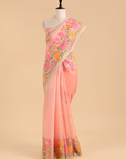 Light Pink Butti Saree in Kora Silk