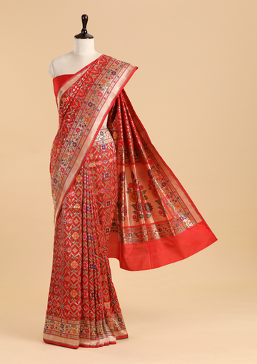 Red Patola Saree in Silk