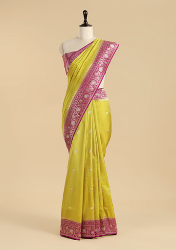 Pista Green Butti Saree in Silk