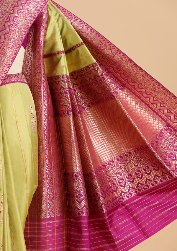 Pista Green Butta Saree in Silk