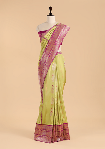 Pista Green Butta Saree in Silk