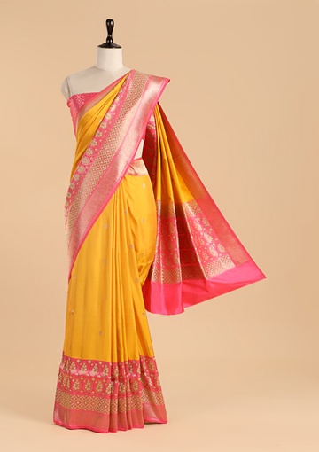 Mustard Butti Saree in Silk