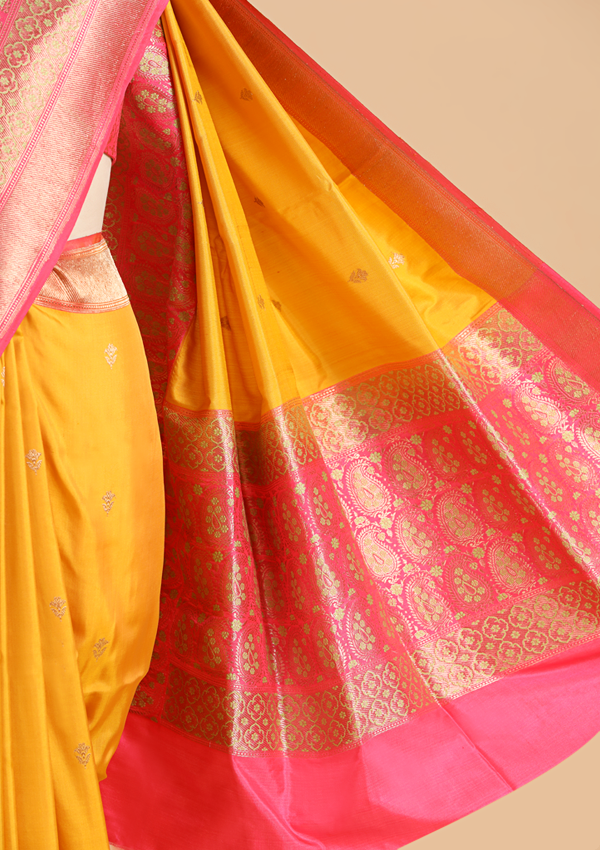 Mustard Butti Saree in Silk