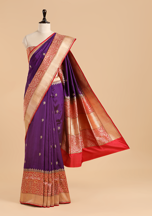 Purple Butti Saree in Silk