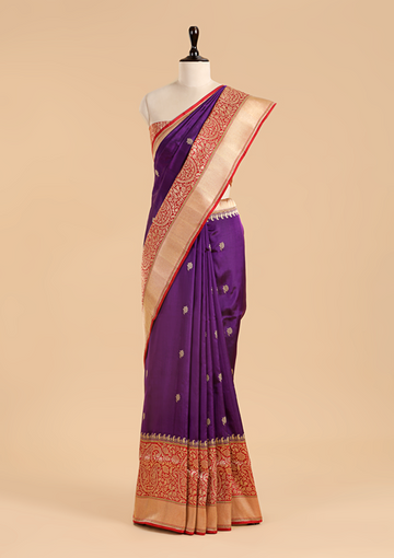 Purple Butti Saree in Silk