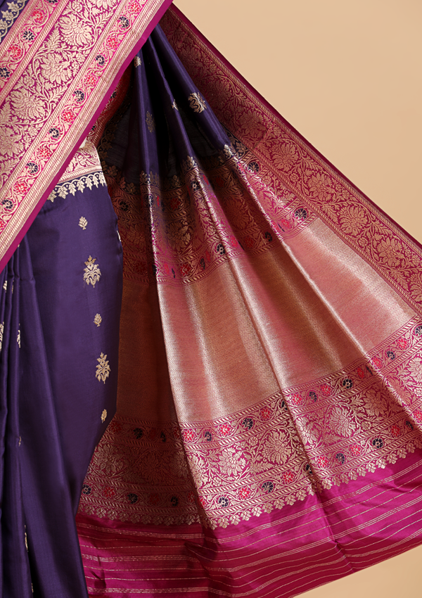 Purple Butta Saree in Silk