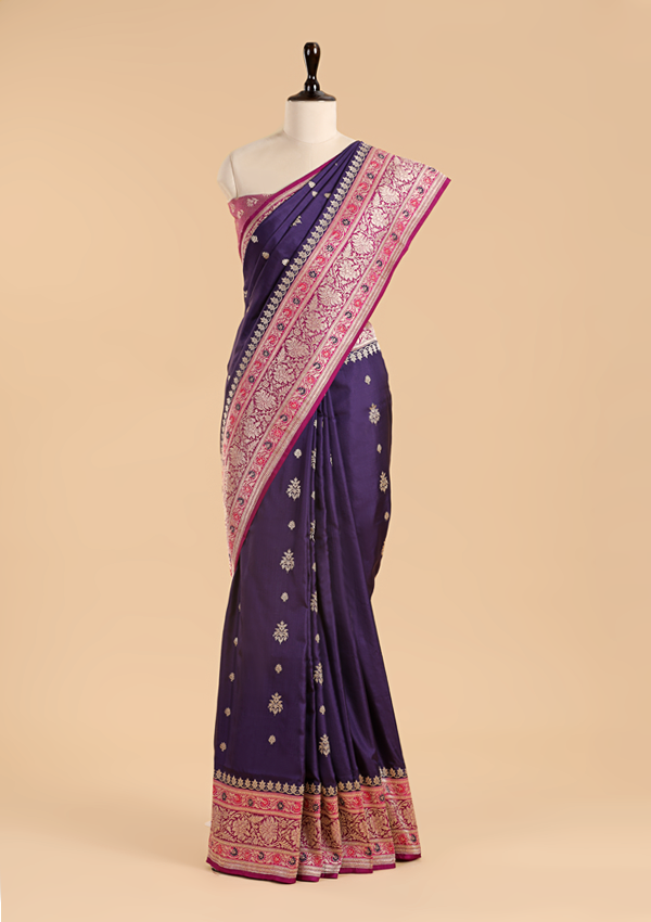 Purple Butta Saree in Silk