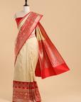 Off White Butti Saree in Silk