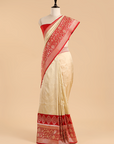 Off White Butti Saree in Silk