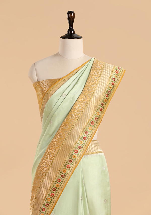 Pista Green Butti Saree in Silk