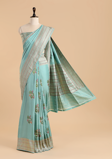 Firozi Butta Saree in Silk