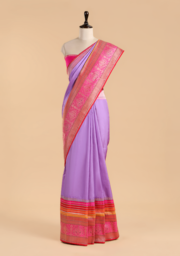 Mauve Plain Saree in Silk