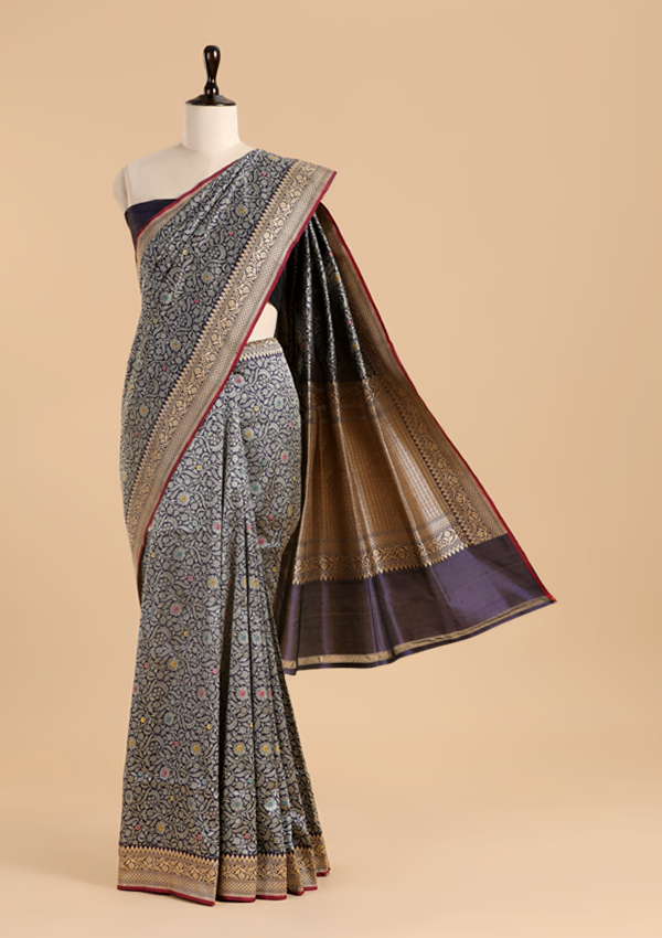 Blue Jaal Saree in Silk