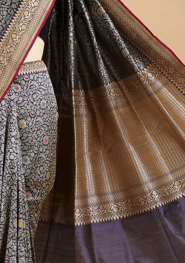 Blue Jaal Saree in Silk