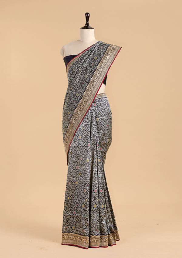 Blue Jaal Saree in Silk