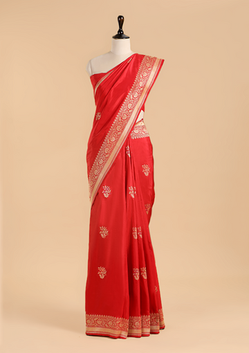 Red Butta Saree in Silk