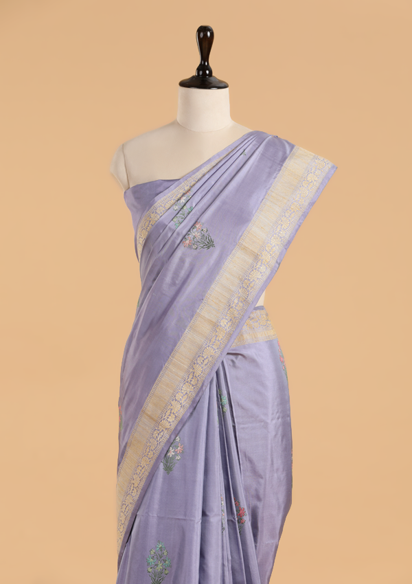 Mauve without Zari Butta Saree in Silk