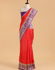 Red Plain Saree in Silk