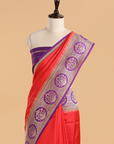 Red Plain Saree in Silk