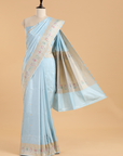 Sky Blue Butti Saree in Silk