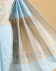 Sky Blue Butti Saree in Silk