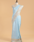 Sky Blue Butti Saree in Silk