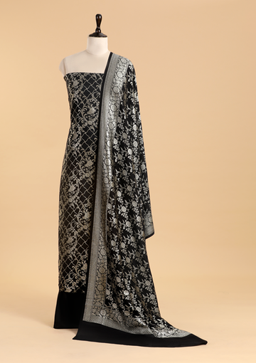 Black Jaal Dress in Georgette Tussar