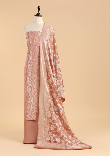 Gajar Pink Jaal Dress in Georgette Tussar