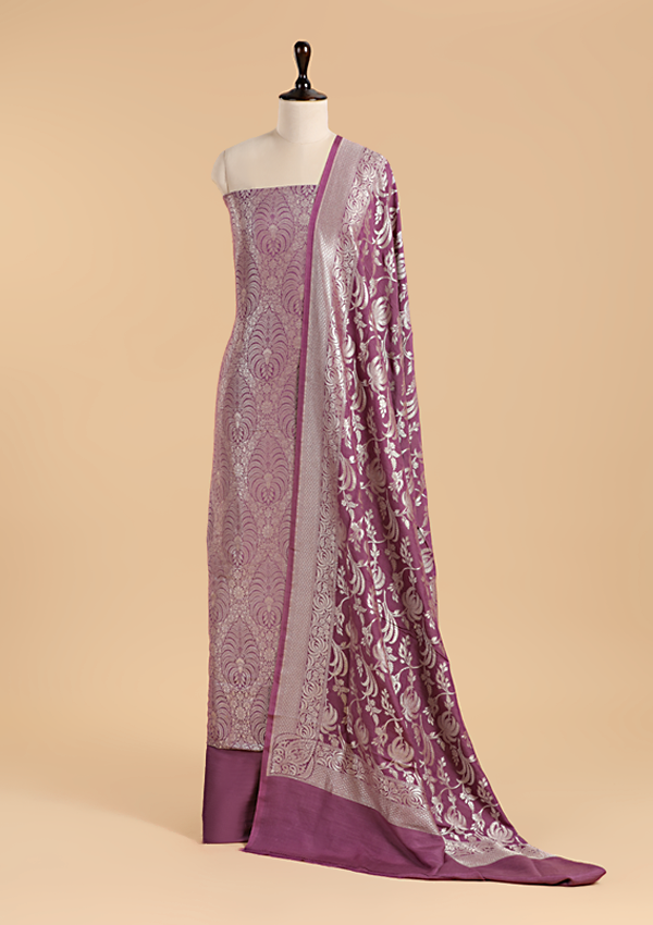 Wine Jaal Dress in Georgette Tussar