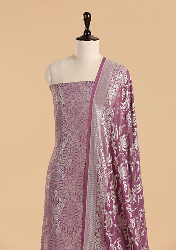 Wine Jaal Dress in Georgette Tussar