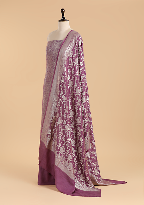 Wine Jaal Dress in Georgette Tussar