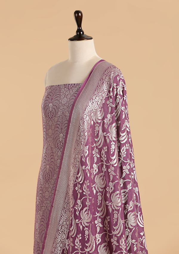 Wine Jaal Dress in Georgette Tussar