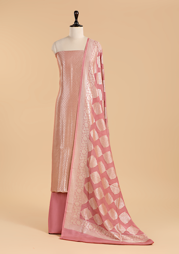 Gajar Pink Jaal Dress in Georgette Tussar